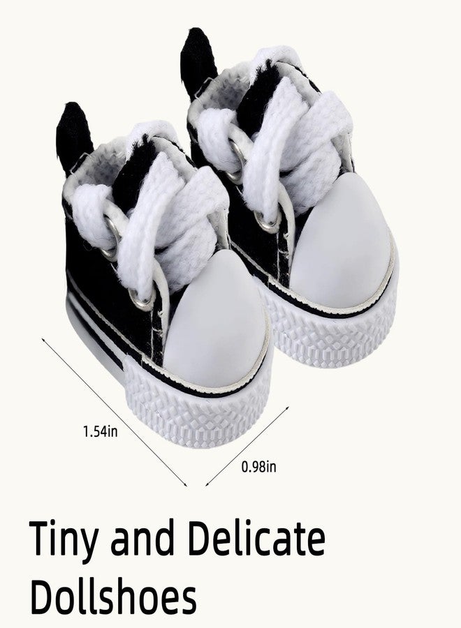 Tmtains 2Pairs Doll Shoes for 15&17cm 2025New Dolls Cute Mini Lace up Canvas Sneakers Match for Dolls Clothes Kawaii Finger Shoes for 1st/2nd/3rd Gen Doll Dress up Decoration Accessories (No Doll) - Image 2